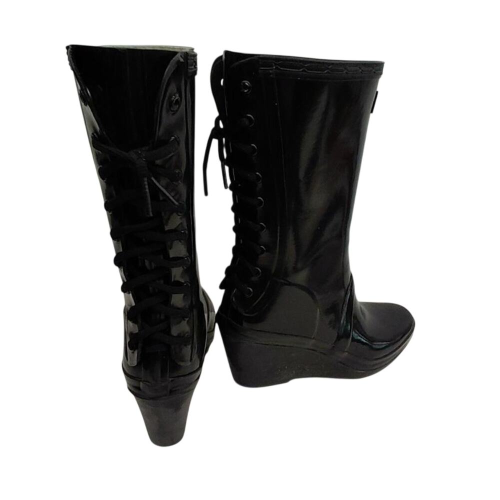 Hunter Verbier Black Lace Up Wedge Boots US 7 EU 38 Goth Punk Emo Platform